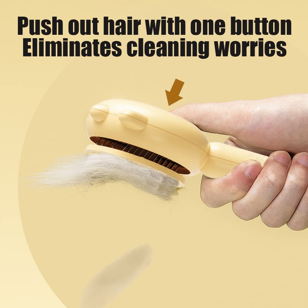 Pressing the top button releases the collected fur in one clump
